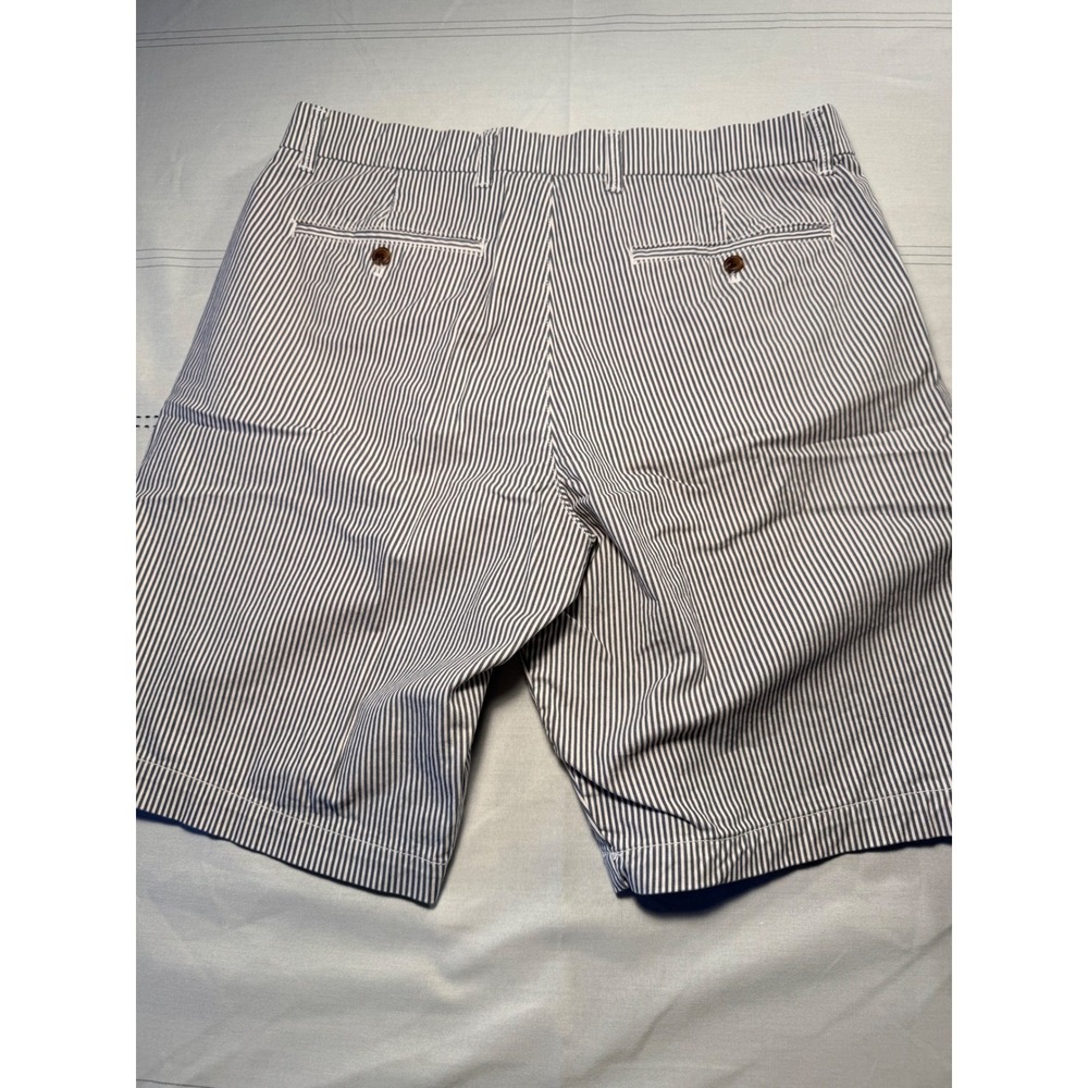 Gap Mens Blue White Seersucker Striped Shorts 32 10" Inseam Preppy Chino Shorts